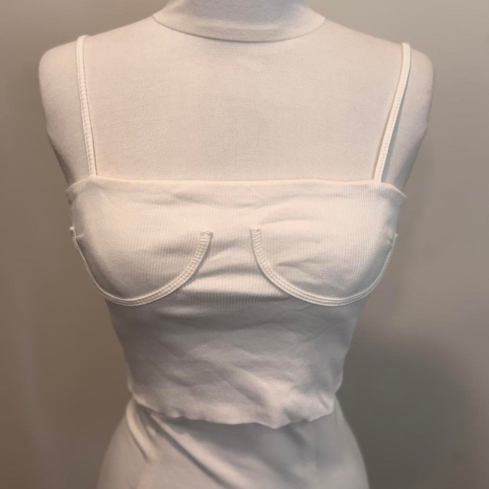 White Ribbed Corset Crop Top 🤍✨